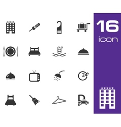 Black hotel icon set on white background vector image