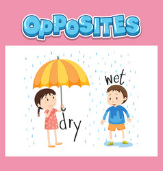 Opposite adjectives dry and wet Royalty Free Vector Image