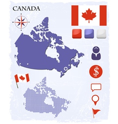 Canada map icons and buttons set vector image