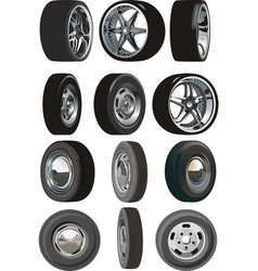 Car wheels set vector image