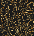 Golden seamless floral background pattern vector image