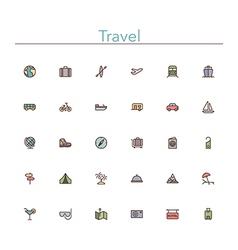 Travel Colored Line Icons vector image
