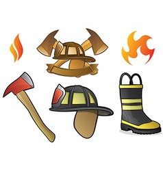 Firefighter Icons and Fire Symbols vector image