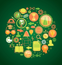 Round concept with education science icons vector image