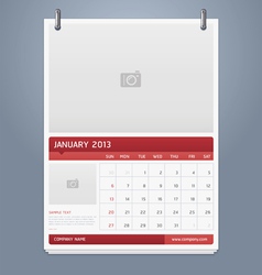 Clean calendar 2013 template design vector image