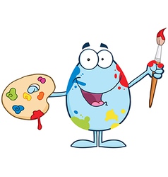 Blue Easter Egg Painter With A Brush And Palette vector image