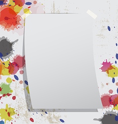 Blank paper on grunge wall and ink splatter vector image
