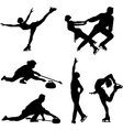 Sports on ice black icon set Sports on ice black icon set vector image
