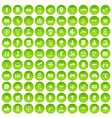 100 hi-tech icons set green vector image
