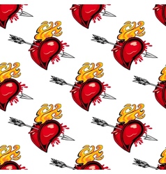 Pattern of a flaming heart pierced by an arrow vector image
