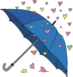 Umbrella and colourful hearts vector image