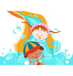 Kids On Water Slide vector image