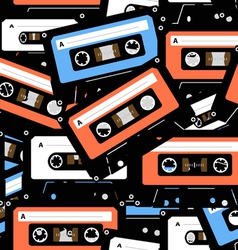 Music recordable cassettes seamless background vector image