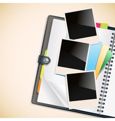 Photos on a diary vector image