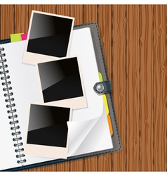 Photos on diary vector image