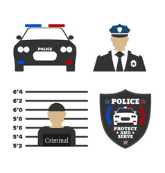 Police car police sign officer criminal man vector image