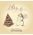 Christmas hand drawn card vector image