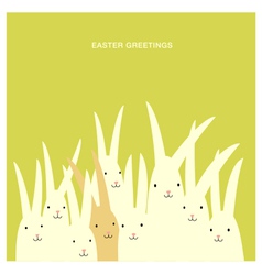 Easter greeting card design with bunnies vector image