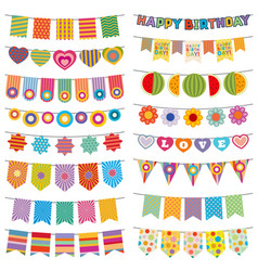 Bunting flags kid party decoration vector image