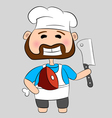 Butcher with knife and meat vector image