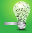 Creative light bulb with happy family and ecology vector image
