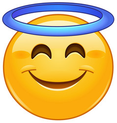 Smiling face with halo emoticon vector image
