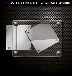 Glass on metal background vector image