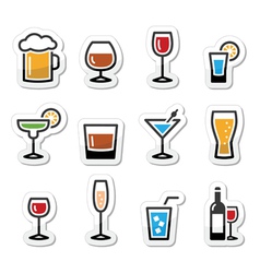 Drink alcohol beverage icons set as labels vector image