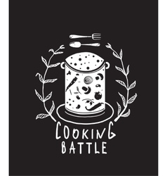 Cooking Battle Sign with Laurel and Label vector image