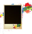 Old frame on watercolor paint background vector image