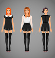 Pretty females in different black and white collar vector image