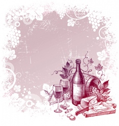 Vintage wine still life vector image