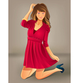 Pretty girl with red dress vector image