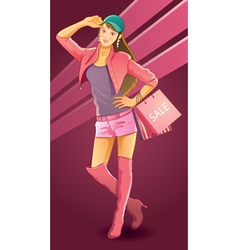 Pretty girl love shopping Pretty girl love shopping vector image