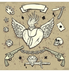 Set of Old School Tattoo Elements vector image