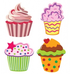 Four cupcakes vector image