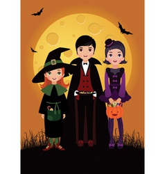Children in costume Halloween vector image
