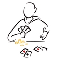 Gambler with cards vector image