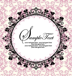 Ornate frame on pink damask background vector image