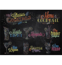 Cocktails colored chalk vector image
