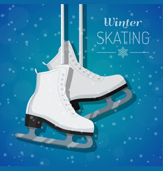 White ice skates on winter White ice skates on winter vector image