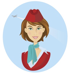 Beauty cheerful stewardess women vector image