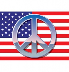 American flag with peace sign vector image