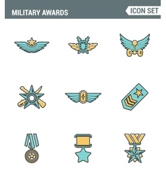 Icons line set premium quality military awards Icons line set premium quality military awards vector image
