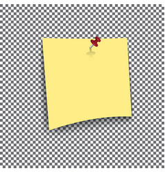 Yellow sticky note isolated on transparent vector image