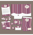 Stationery set with pink stripes vector image