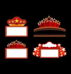 Retro illuminated Movie marquee Blank sign vector image