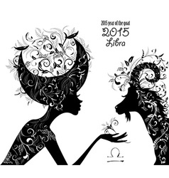 2015 year of the beautiful goat and Zodiac sign vector image