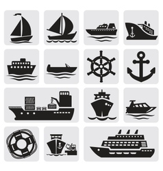 Boat and ship icons set vector image