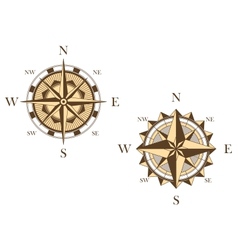 Two vintage compasses vector image